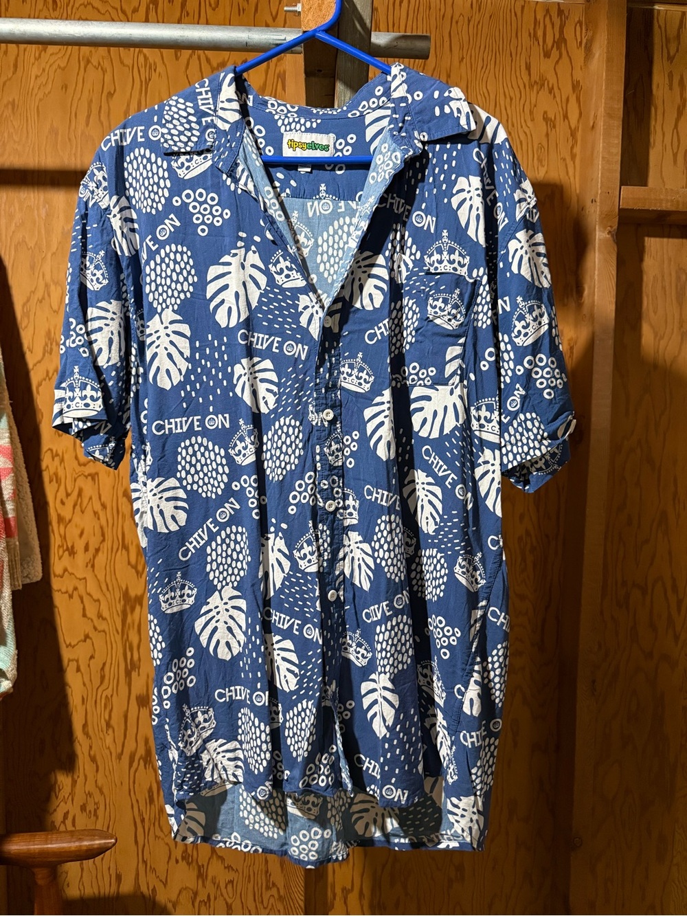 Blue Short-Sleeve Button-Up Shirt